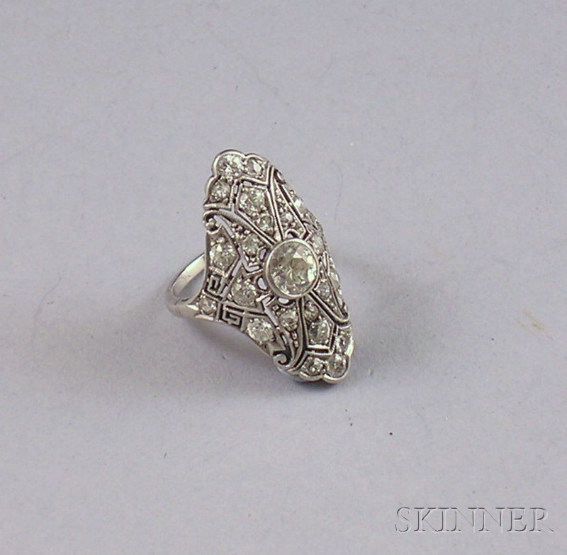 Appraisal: Art Deco Platinum and Diamond Ring size