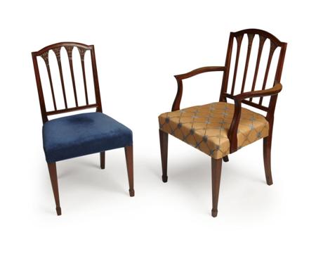 Appraisal: A set of four th century style dining chairs each