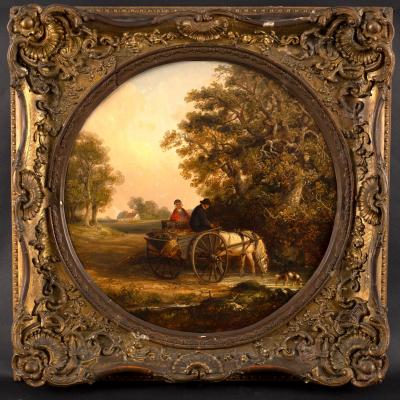 Appraisal: Thomas Smythe British - Couple in a Cart Horse Drinking