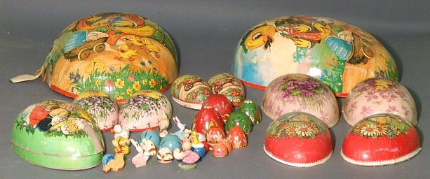 Appraisal: Group of papier-m ch Easter eggs various sizes small wood