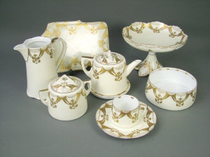 Appraisal: A Kusnetzoff Russian porcelain Art Nouveau part tea service th