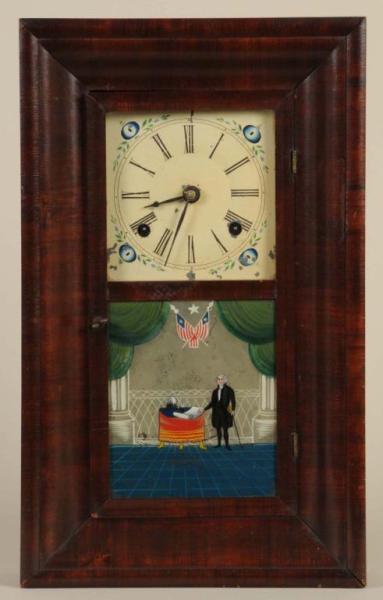 Appraisal: mpire Miniature Ogee Clock Description Circa Mahogany veneered case with