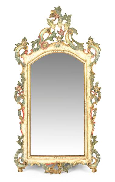 Appraisal: A Venetian Rococo style paint decorated mirror th century The