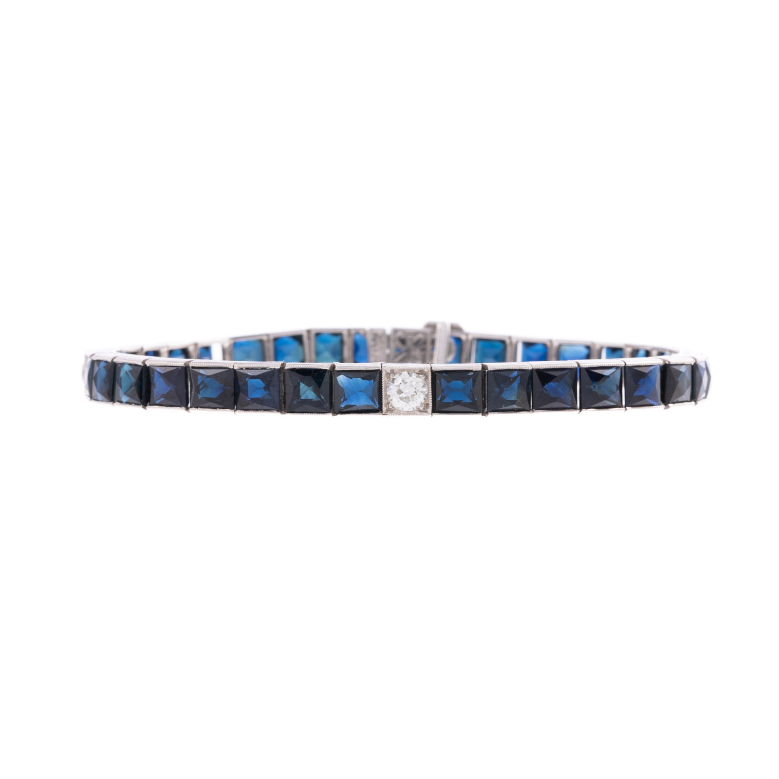 Appraisal: ART DECO SAPPHIRE DIAMOND BRACELET IN PLATINUM c s Art