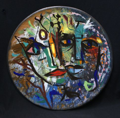 Appraisal: Bernard Hesling - Untitled enamel plate signed 'HESLING' lower centre