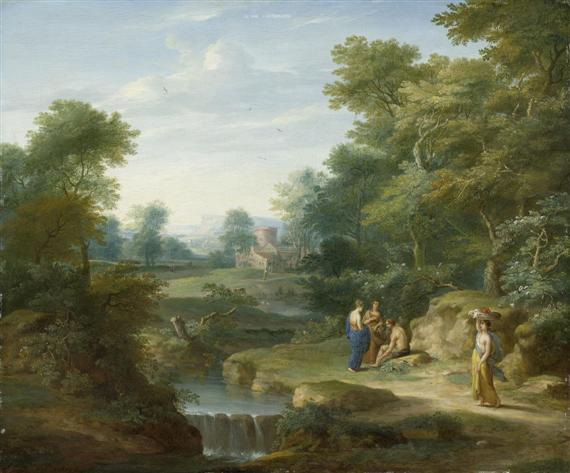 Appraisal: BESCHEY CHARLES Antwerp - Arcadian landscape with figures Oil on