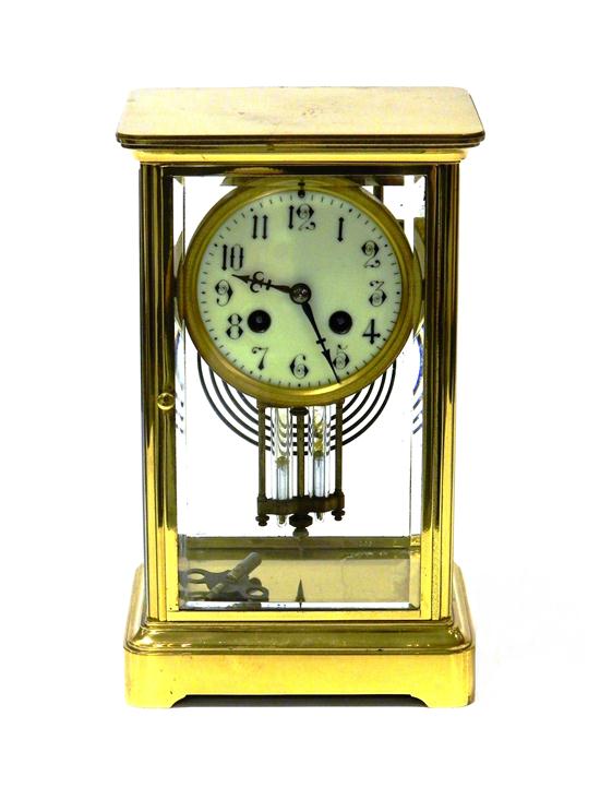 Appraisal: Brass mantle clock with Arabic numerals marked ''H H'' and