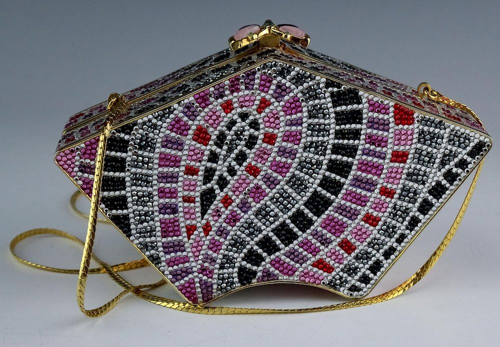 Appraisal: Judith Leiber Minaudiere Swarovski Clutch Handbag Vintage Judith Leiber designer