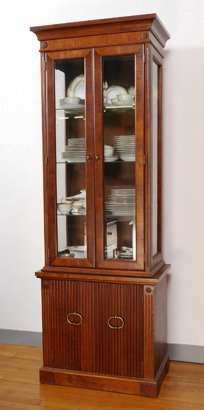 Appraisal: FOSTER MCDAVID SLIM CHINA DISPLAY CABINET Top with beveled glass