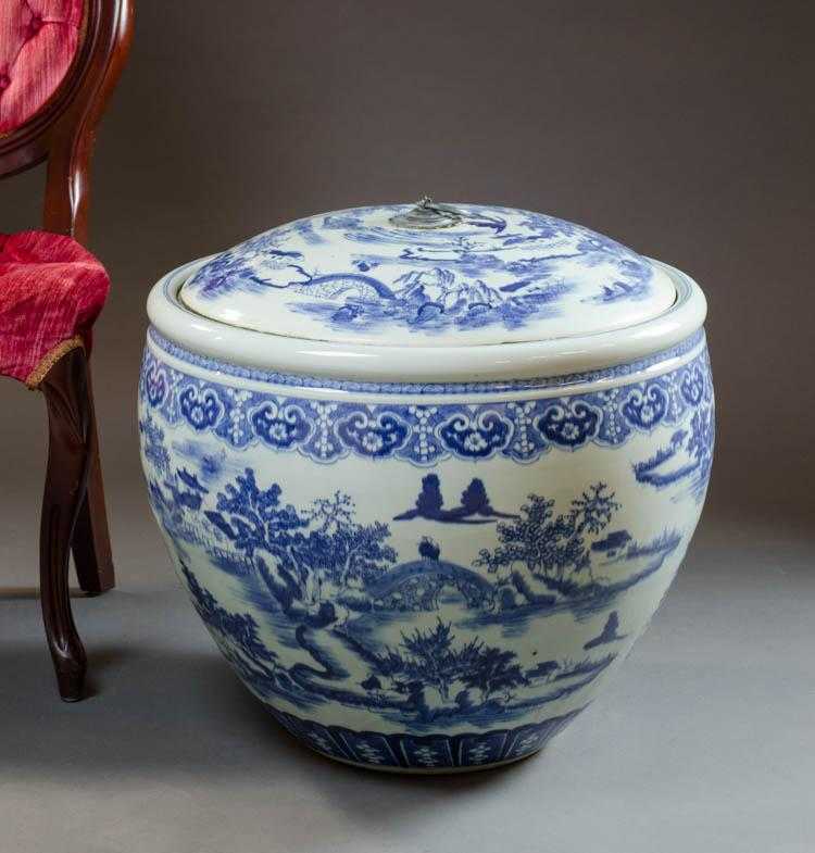 Appraisal: LARGE CHINESE PORCELAIN COVERED CACHE POT pot and lid with