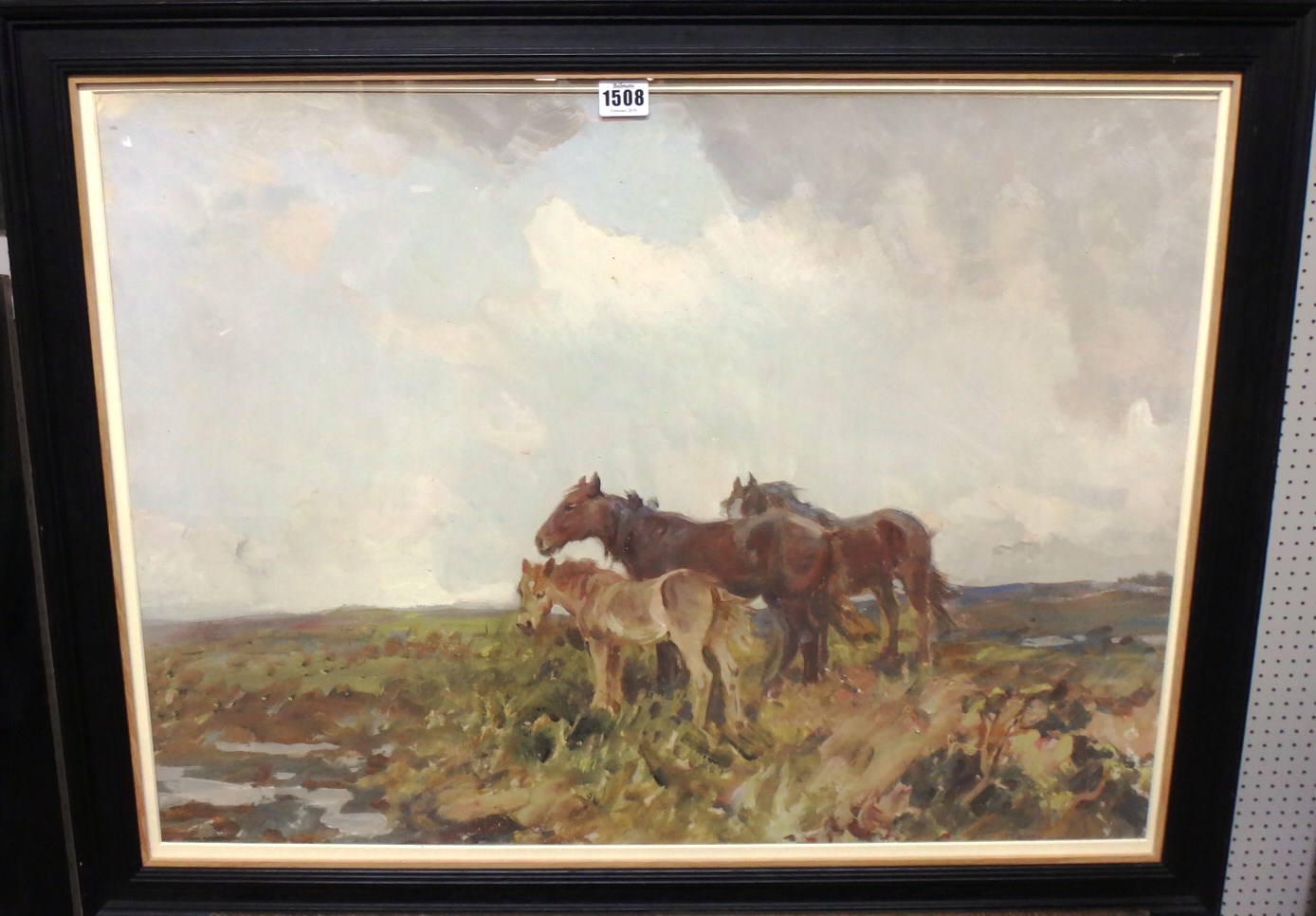 Appraisal: Charles Walter Simpson - Ponies on the heath gouache cm