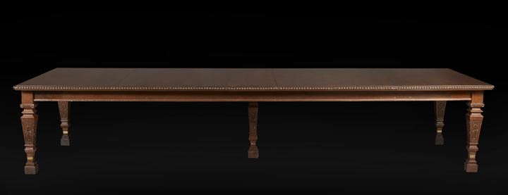 Appraisal: Monumental Mahogany Conference Banquet Table th century the rounded rectangular