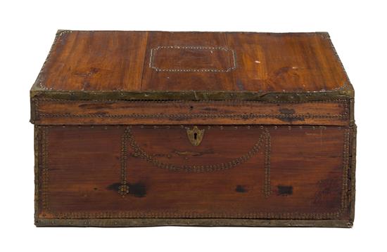 Appraisal: Sale Lot A Continental Brass Mounted Hardwood Trunk th century