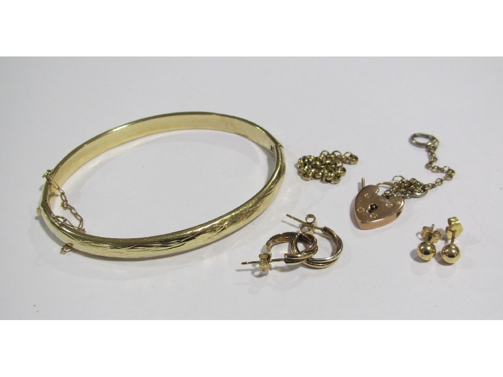 Appraisal: Lot of ct gold bangle earrings etc Approximately gms