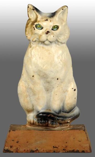 Appraisal: Cast Iron Cat On Base Doorstop Description Marble eyes replaced