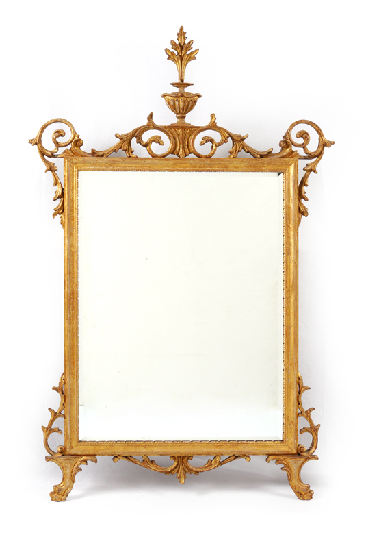 Appraisal: LABARGE ITALIAN GILT WOOD WALL MIRROR Frame with urn finial