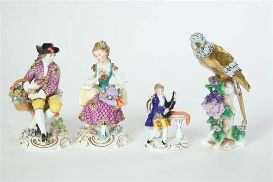 Appraisal: FOUR PORCELAIN GERMAN FIGURES A man and woman seated with