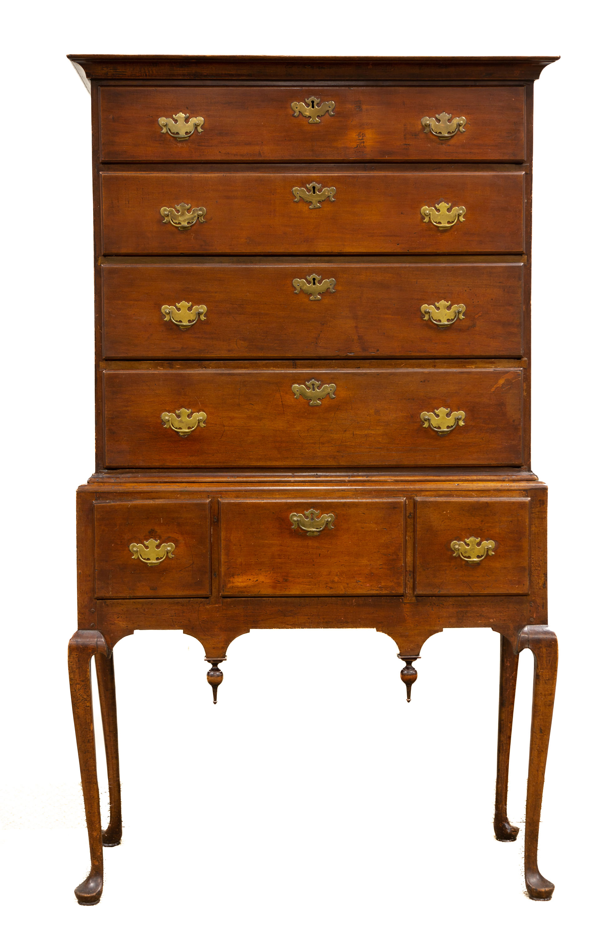 Appraisal: NEW ENGLAND QUEEN ANNE CHERRY HIGHBOY th century Nice old