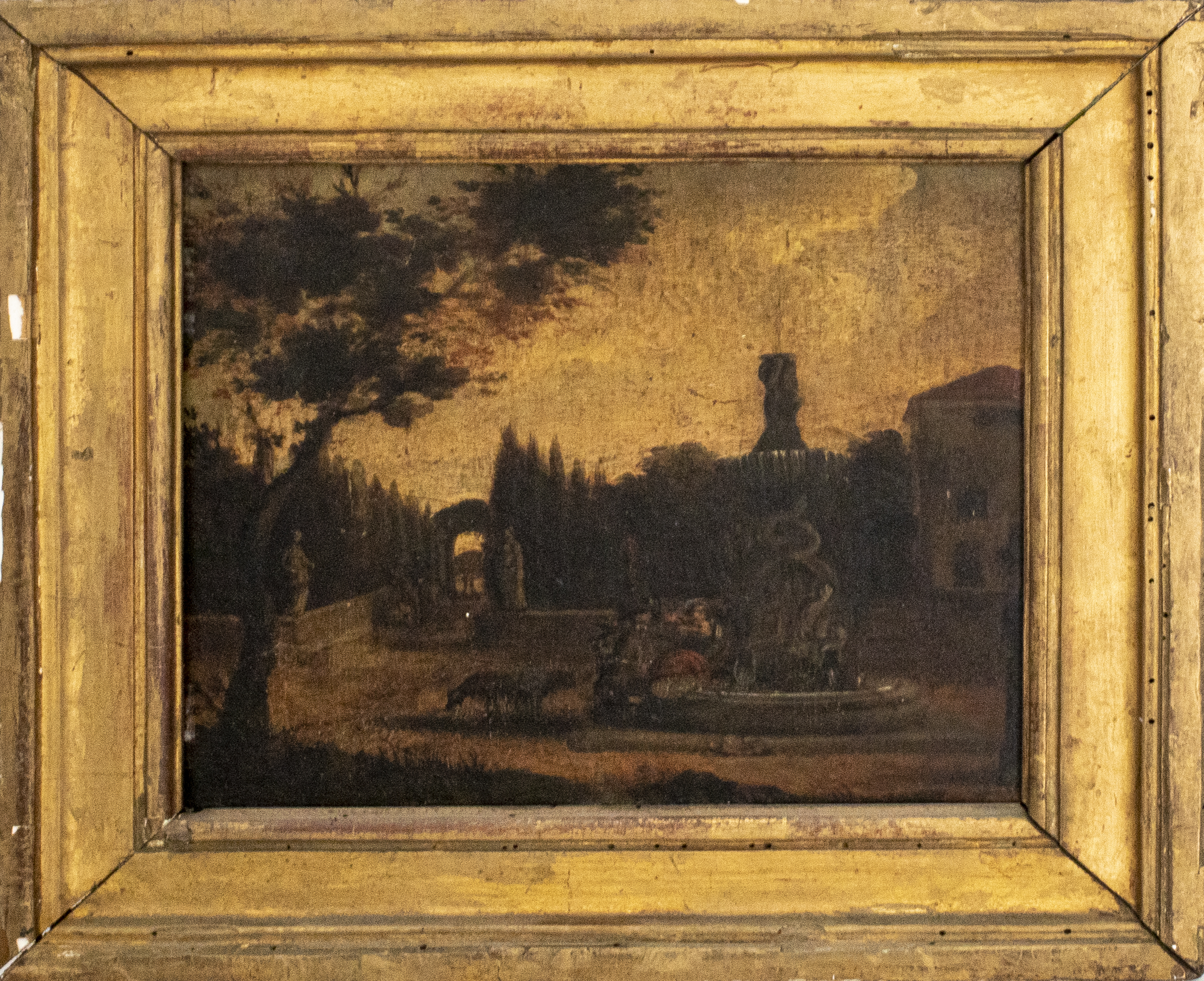 Appraisal: TH C ITALIAN SCHOOL COUNTRY VILLA OIL ON BOARD th