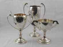 Appraisal: Three large hallmarked silver challenge cups Weight oz