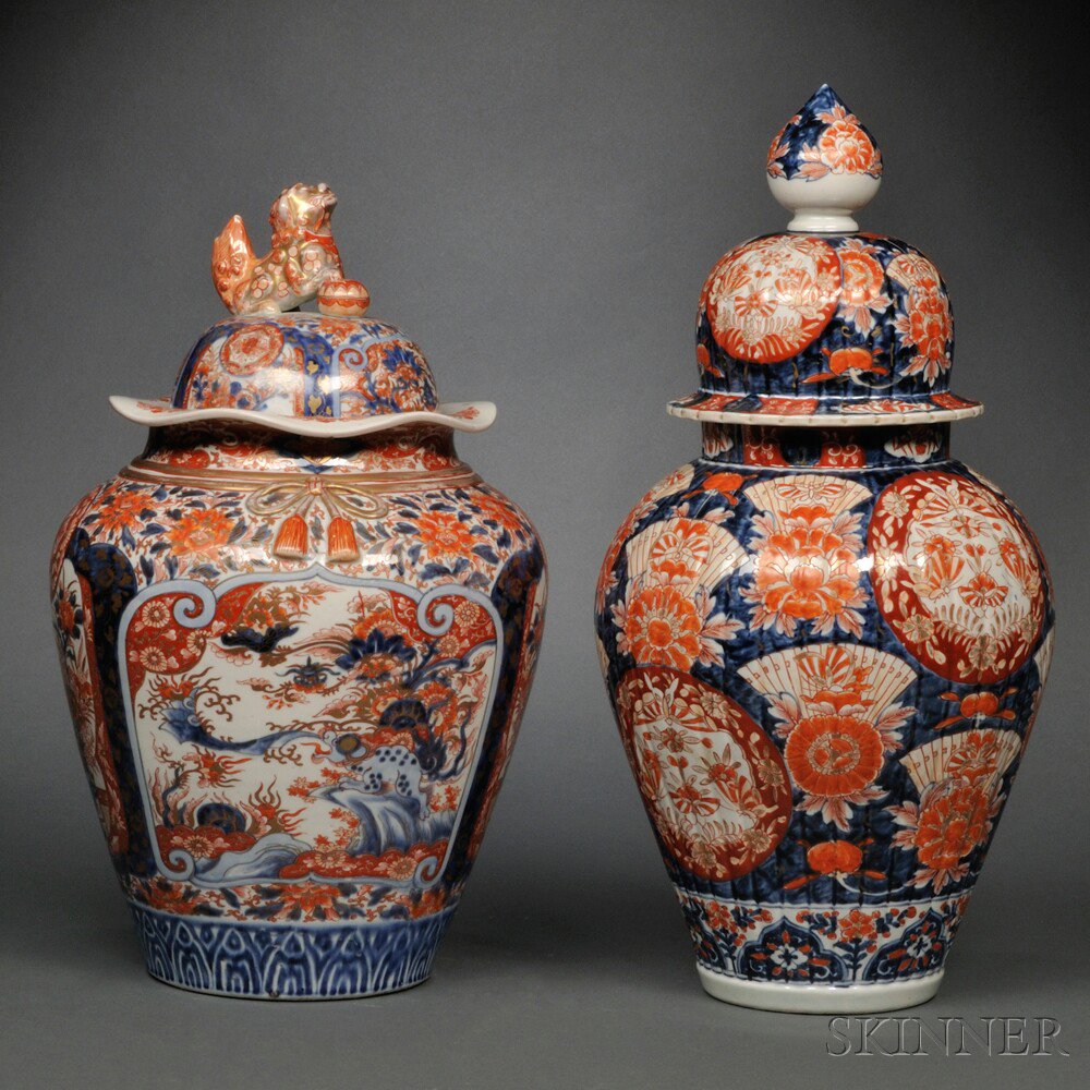 Appraisal: Two Imari Lidded Jars Japan th th century one with