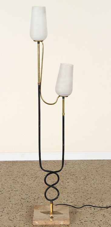 Appraisal: ITALIAN BRASS IRON TULIP FORM FLOOR LAMP C An Italian