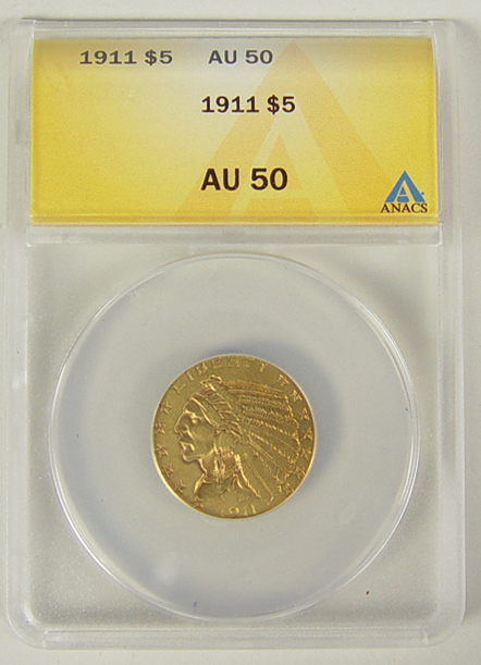 Appraisal: Indian Gold Coin ANACS certified and graded AU