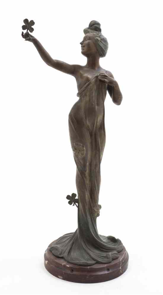 Appraisal: An Art Nouveau Cast Metal Figure C Bonnefond depicting a