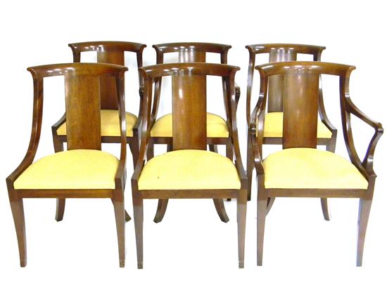 Appraisal: Six dining room chairs two armchairs and four side unmarked