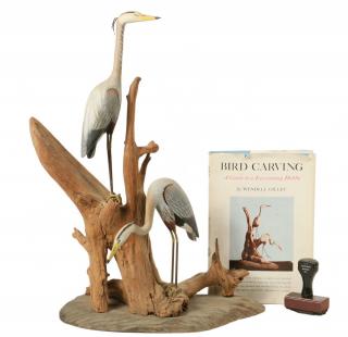 Appraisal: W H GILLEY BIRD CARVING WITH HIS BOOK RUBBER STAMP