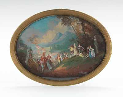 Appraisal: A Miniature Painting on Vellum Signed Dupont A panoramic mythical