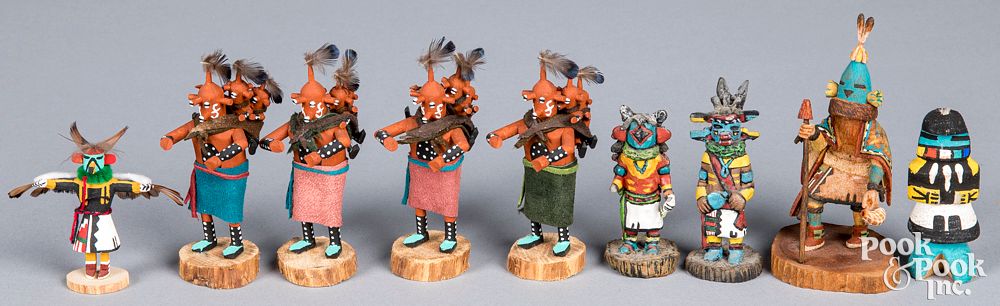 Appraisal: Miniature Indian kachina and Mudhead figures Group of miniature Indian