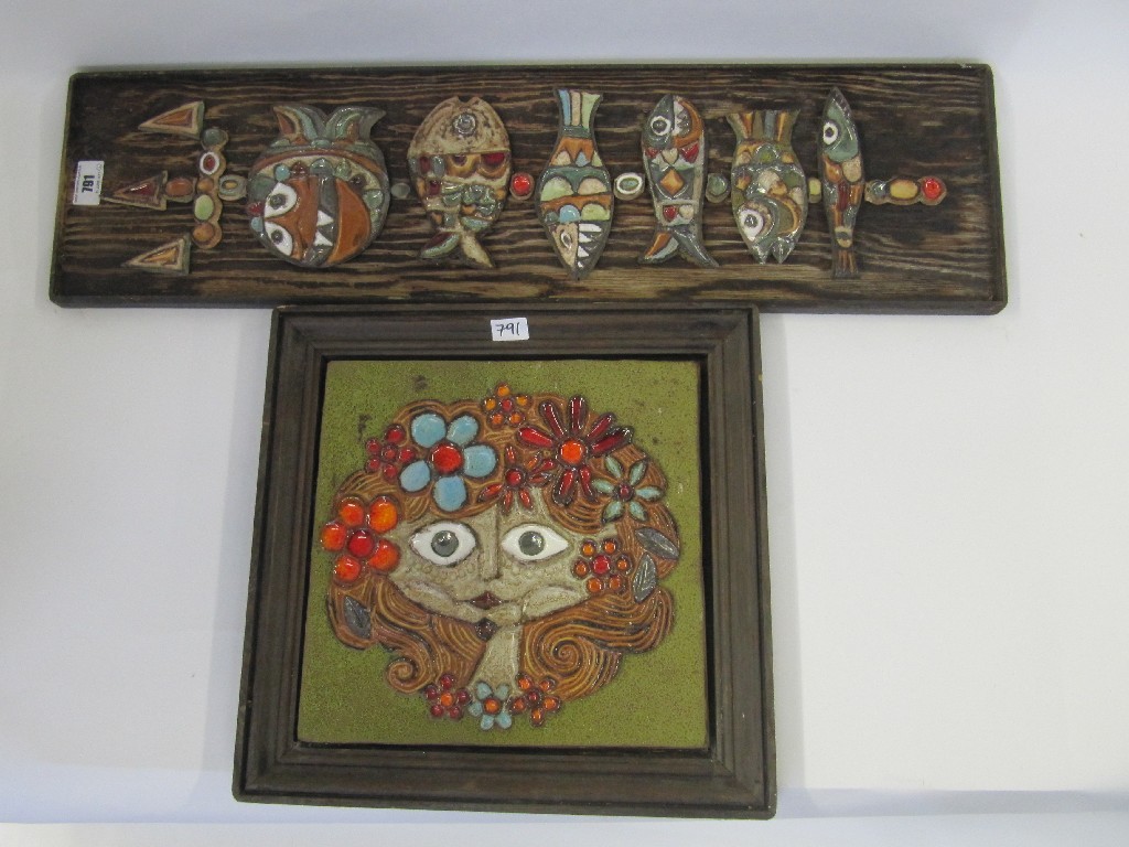 Appraisal: Two framed studio pottery panels