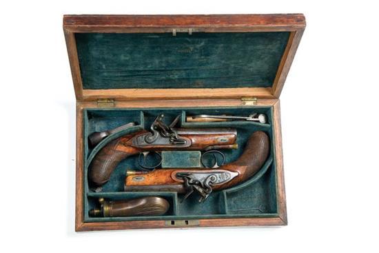 Appraisal: CASED PAIR OF FLINTLOCK DUELING PISTOLS England st quarter- th