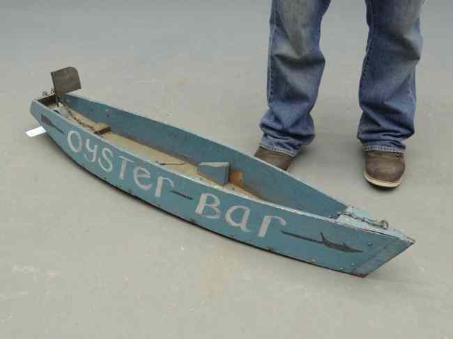 Appraisal: Early ''Oyster Bar'' painted wooden boat trade sign Found in