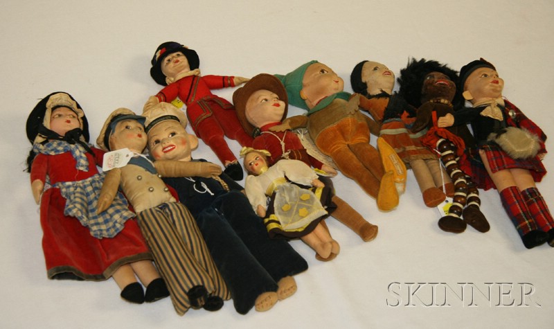 Appraisal: Nine Norah Wellings Cloth Dolls Wellington England two sailors a