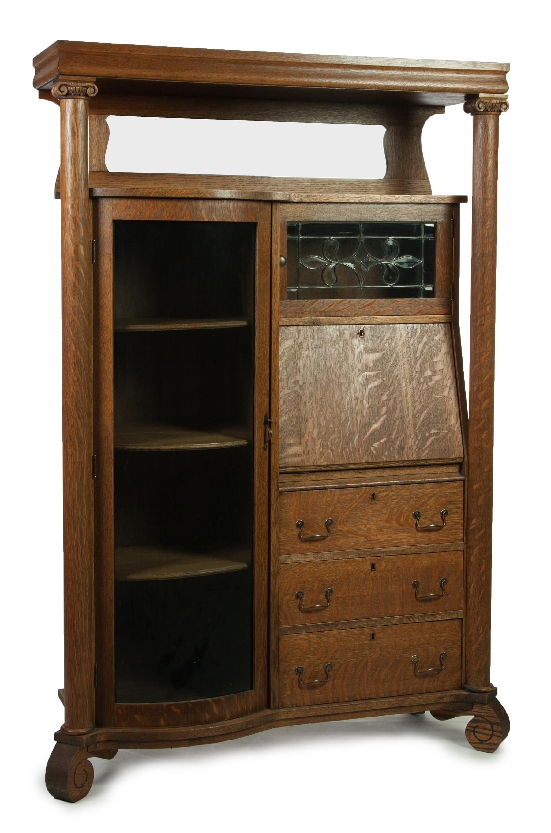 Appraisal: SIDE-BY-SIDE SECRETARY BOOKCASE American st quarter- th century oak Full