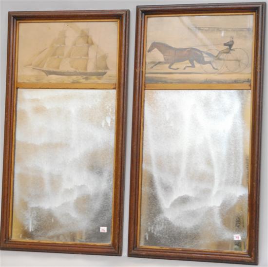 Appraisal: PAIR OF TRUMENU MIRRORS One a Currier and Ives type