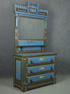 Appraisal: DRESSER - CIRCA PAINT DECORATED COTTAGE PINE DRESSER LARGE MIRROR