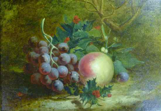 Appraisal: C T B oil on canvas Still life of grapes