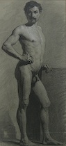 Appraisal: German School ca late th Century Standing male nude study