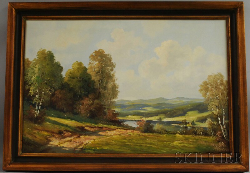 Appraisal: Emanuel Embler Austrian b Spring Landscape Signed E Embler l