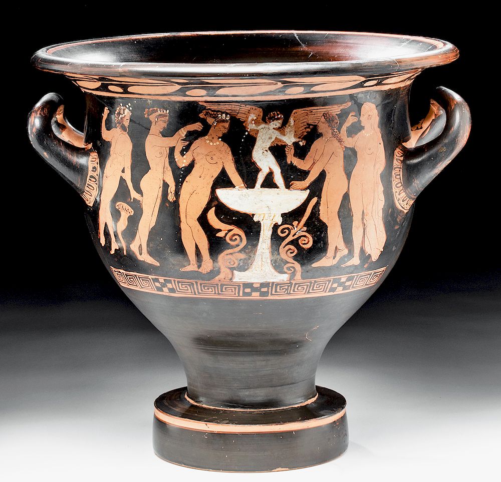 Appraisal: Published Attic Red-Figure Bell Krater - Eros Maenads Ancient Greece