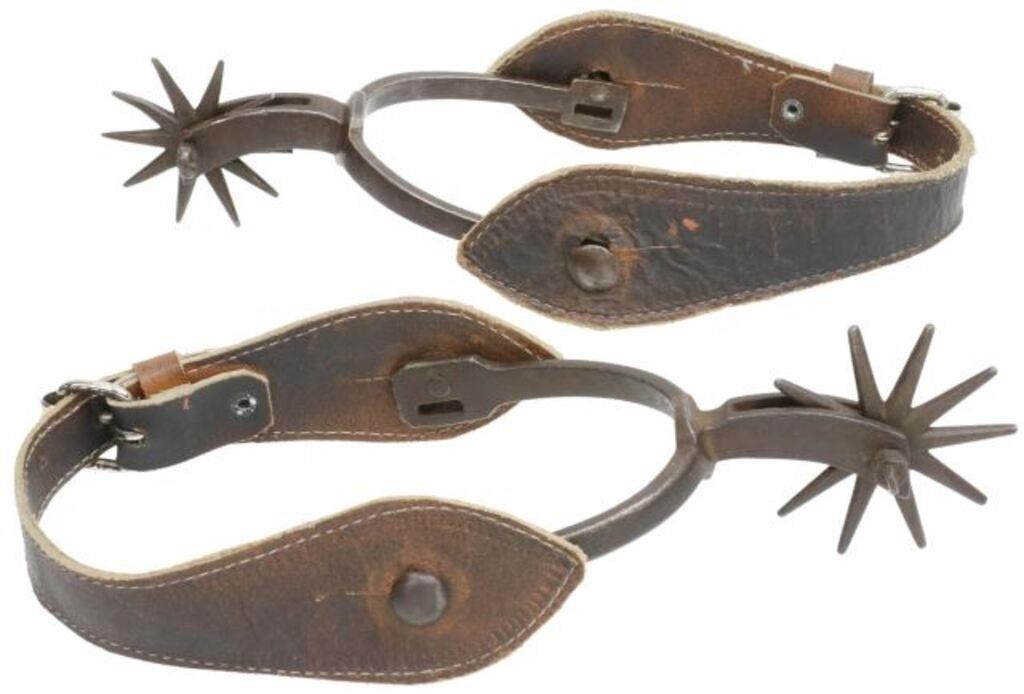 Appraisal: Western August Buermann iron cowboy spur set with brown leather