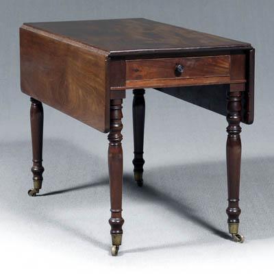 Appraisal: Regency mahogany breakfast table dense figured mahogany rectangular top with