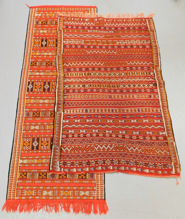 Appraisal: PC MOROCCAN GEOMETRIC RED CARPET AND RUNNER Morocco th CenturyIncludes