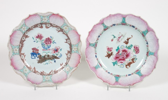 Appraisal: Two Chinese Export Famille Rose plates circa each with lotus