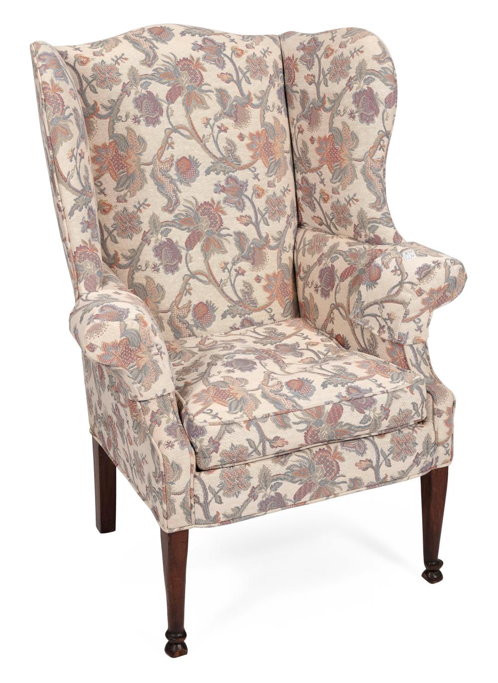 Appraisal: ENGLISH QUEEN ANNE-STYLE WING CHAIR TH CENTURY BACK HEIGHT SEAT