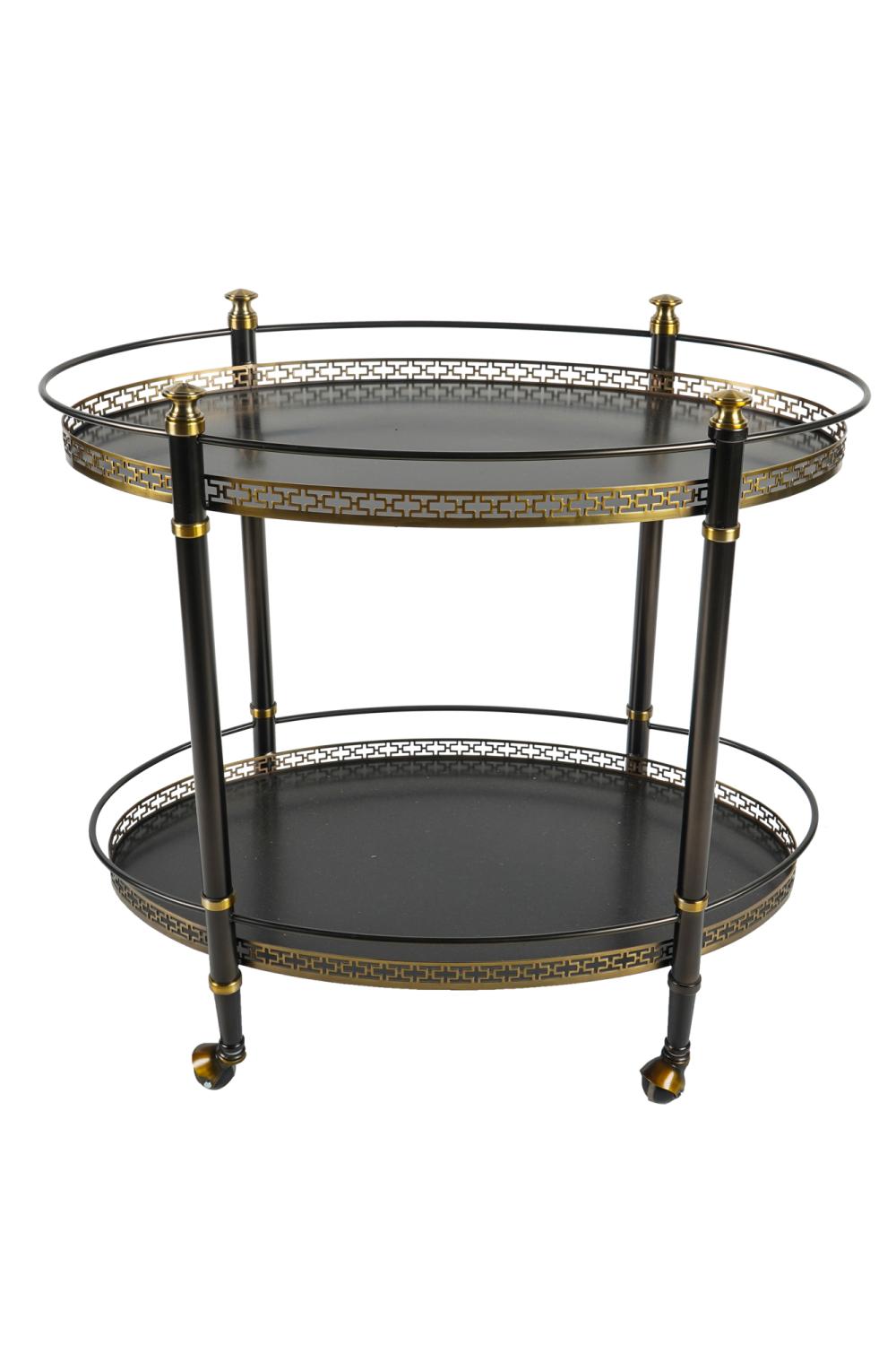 Appraisal: CONTEMPORARY BRASS AND BLACK METAL TEA CART inches wide inches