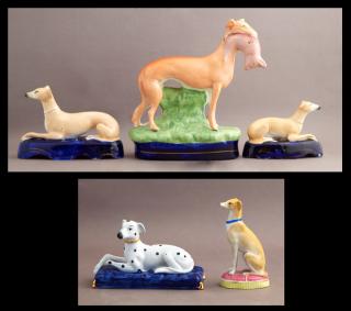 Appraisal: Group of Five Dog Figures th c consisting of two